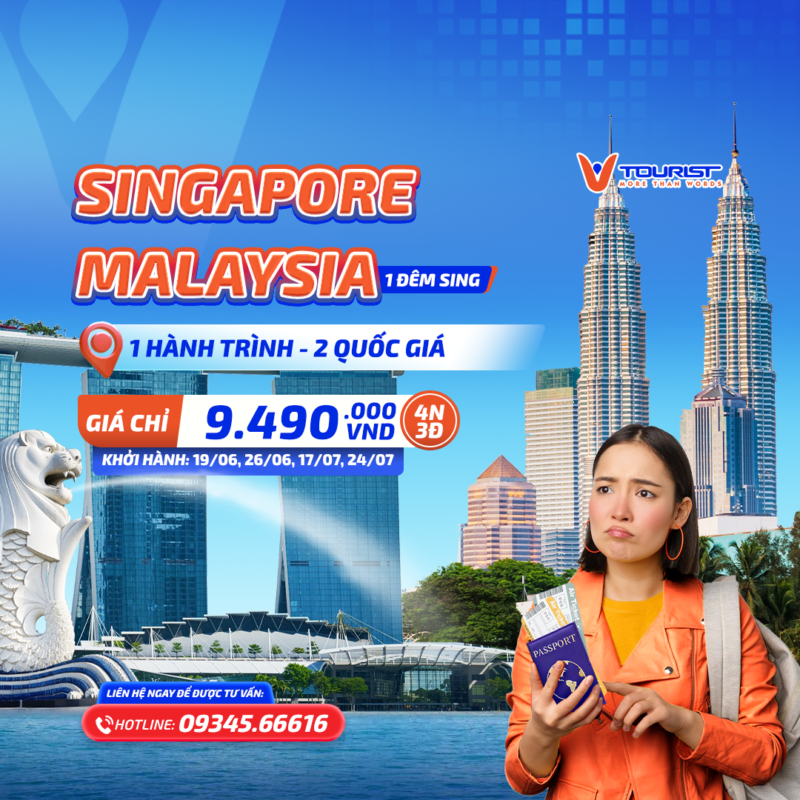 Tour Singapore - Malaysia 4N3Đ (1 đêm Sing) VTourist