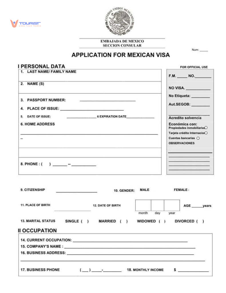 Form khai visa Mexico