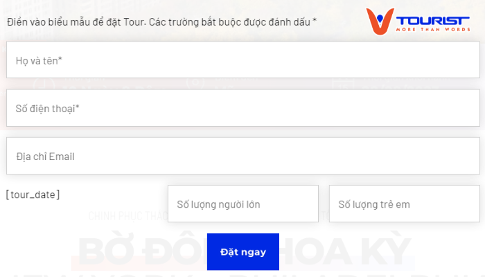 Điền thông tin vào booking form để đặt tour online