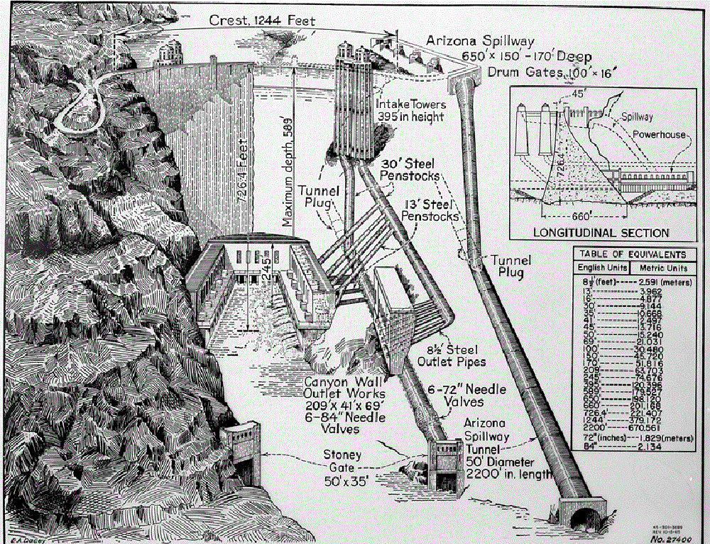 Bản vẽ thi công đập Hoover