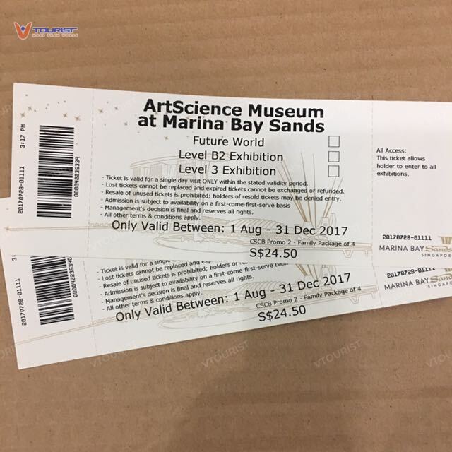 Vé tham quan ArtScience Museum dao động từ 12 - 19 SGD