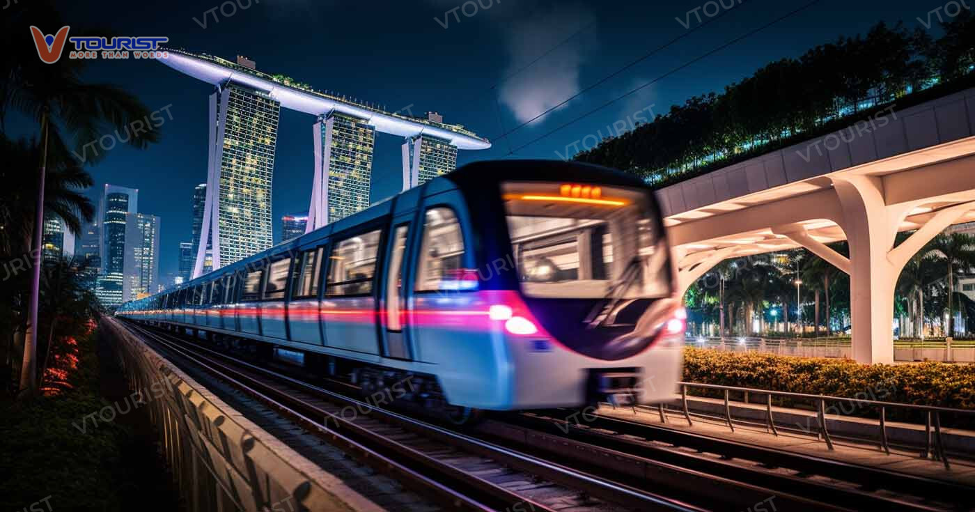 Tàu điện ngầm MRT là phương tiện di chuyển tiện lợi dừng chân ở hầu hết các địa điểm du lịch nổi tiếng của Singapore