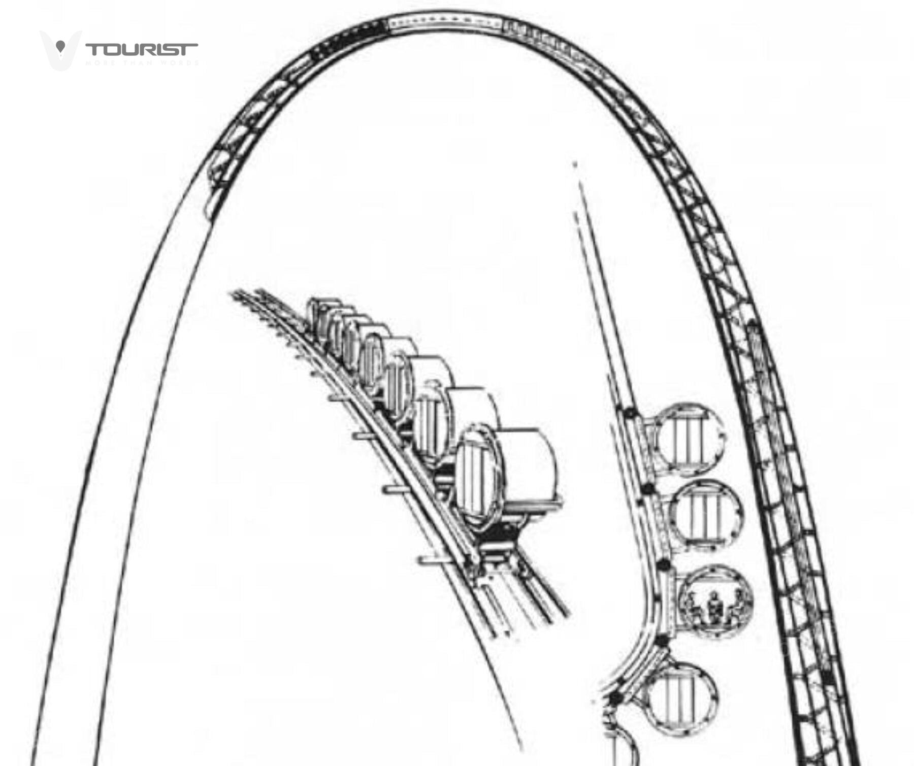 Bên trong Gateway Arch là một hệ thống xe điện lớn giúp đưa du khách di chuyển lên đỉnh của cổng