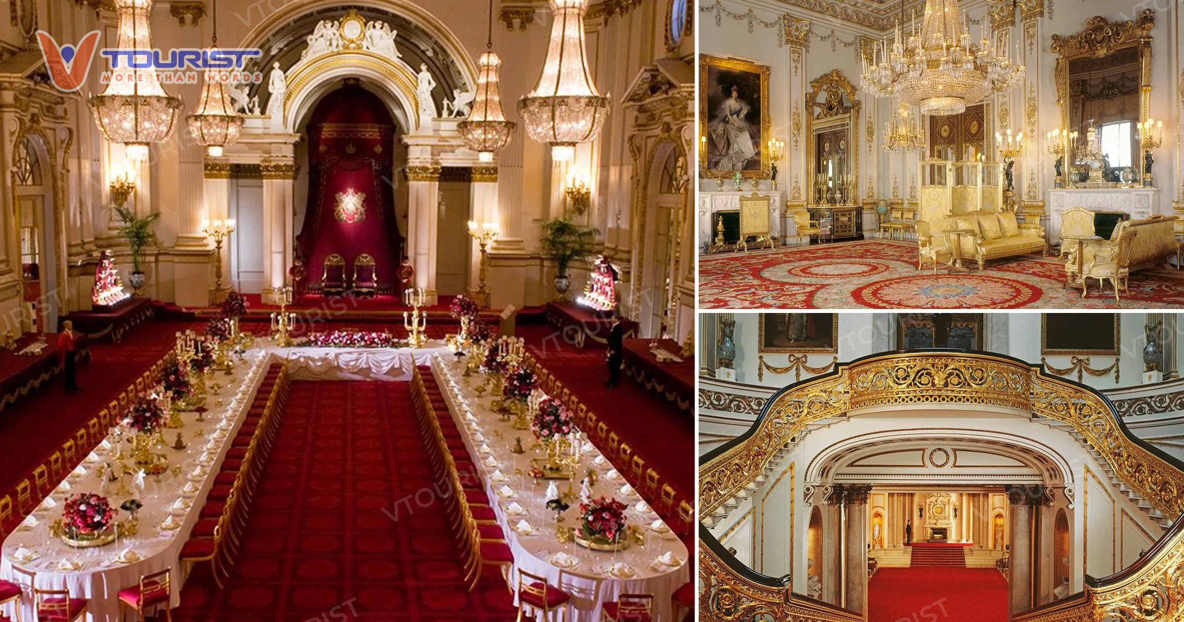 Không gian nội thất sa hoa bên trong cung điện Buckingham