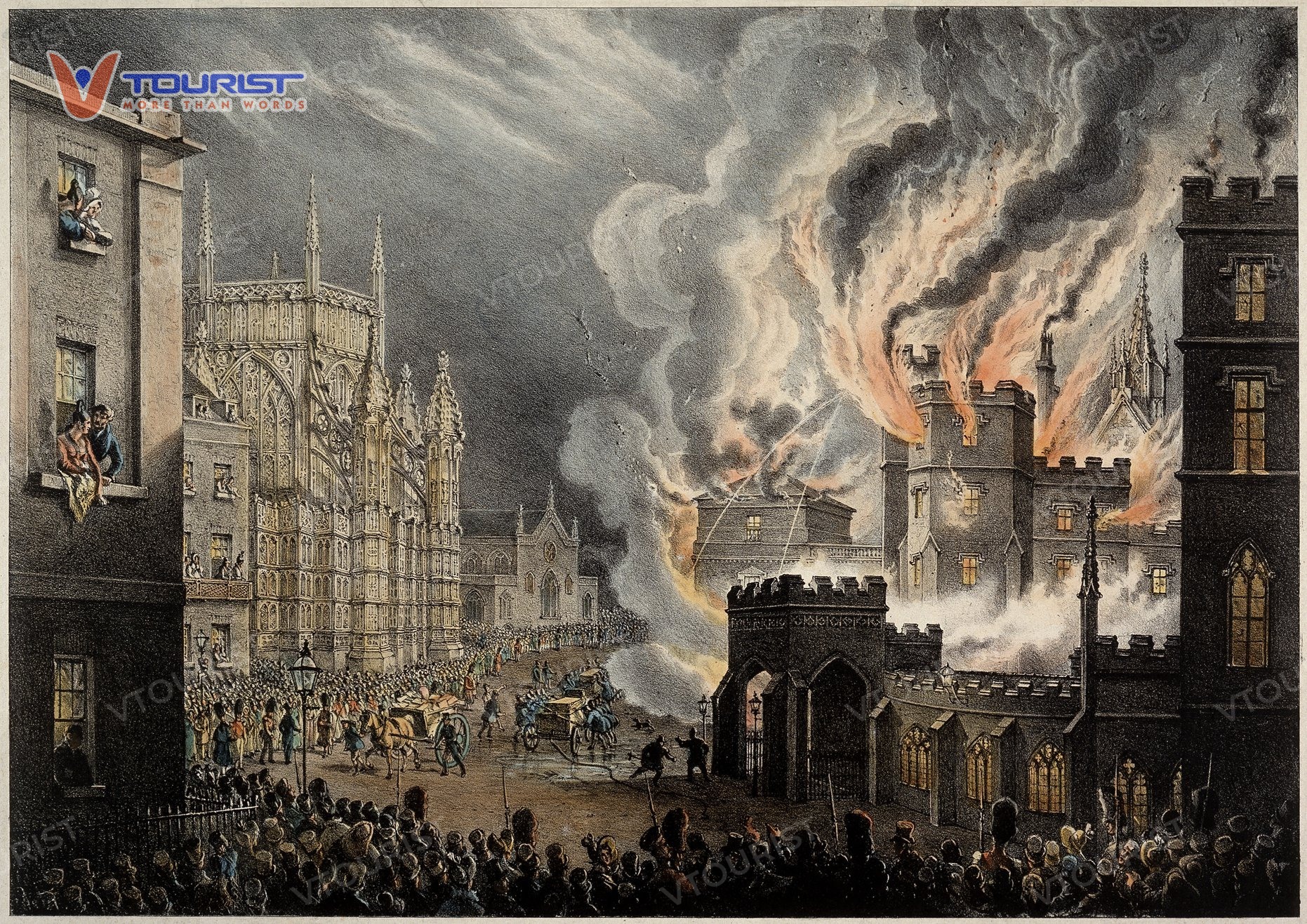 Trận hỏa hoạn năm 1834 đã thiêu rụi gần như hoàn toàn cung điện cũ