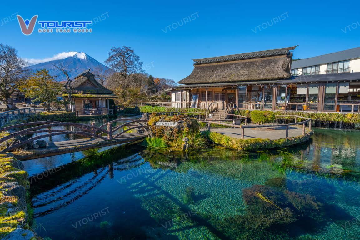 Tên của ngôi làng bắt nguồn từ tám mạch nước ngầm hình thành từ băng tuyết tan trên đỉnh núi Phú Sĩ