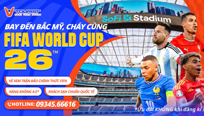 Trải nghiệm tour Mỹ xem World Cup 2026 cùng VTourist – hành trình thể thao đỉnh cao kết hợp du lịch khám phá nước Mỹ đầy hấp dẫn.