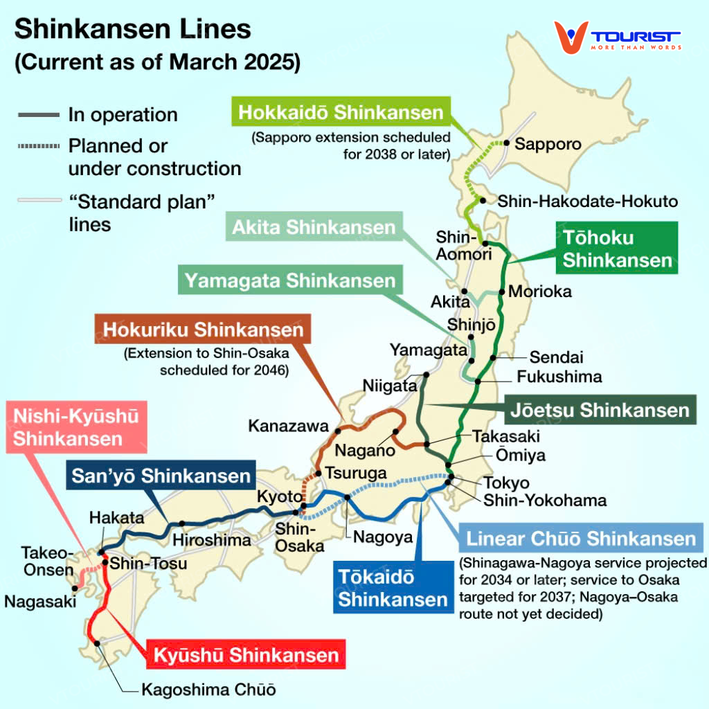 Bản đồ tuyến tàu cao tốc Shinkansen